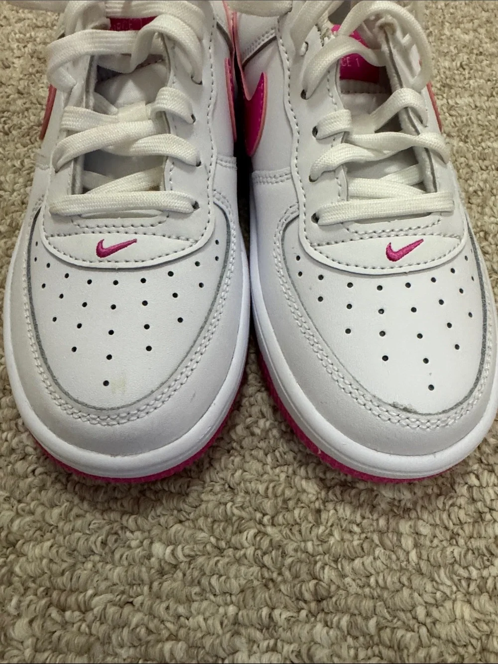 Nike Kids White and Hot Pink Sneakers